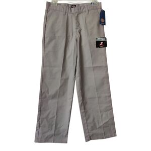 DICKIES Flat Front Pants 10 Husky Classic Fit Straight Leg Khaki Boys